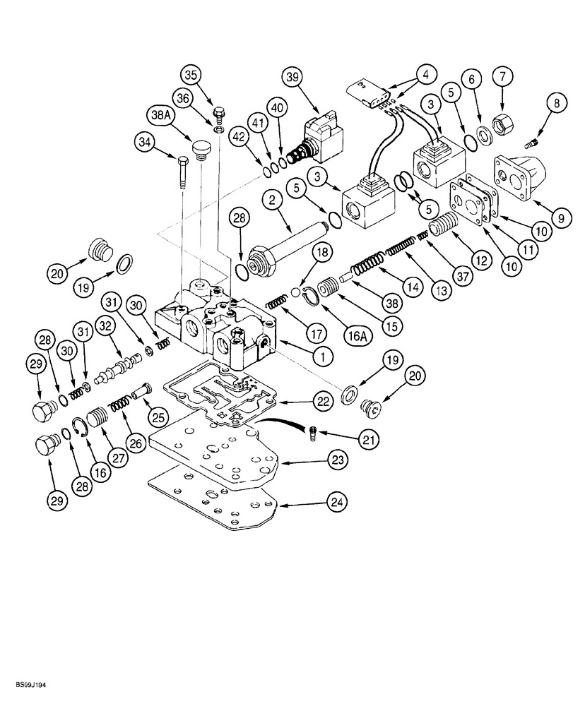 Схема запчастей Case 580SL - (6-082[001]) - CARRARO TRANS ASSY, TRANS CONTROL VALVE, 2 OR 4 WHEEL DRIVE, MODELS WITHOUT POWERSHIFT TRANSMISSION (06) - POWER TRAIN