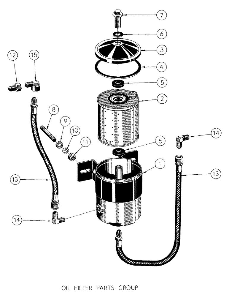 Схема запчастей Case 300 - (033) - GASOLINE ENGINE INST. - PART VIII - OIL FILTER PARTS GROUP (01) - ENGINE