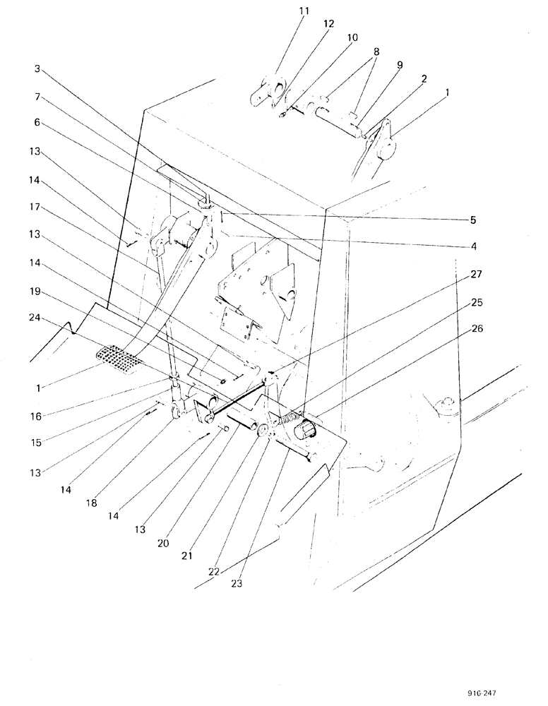 Схема запчастей Case 580F - (114) - CLUTCH PEDAL AND LINKAGE (21) - TRANSMISSION