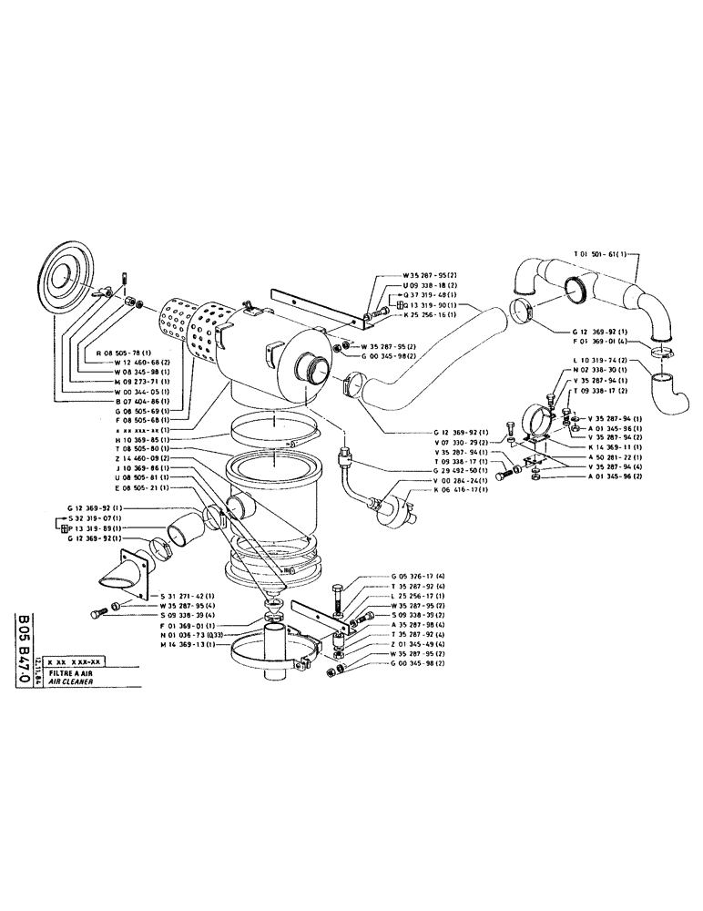 Схема запчастей Case 220 - (041) - AIR CLEANER (01) - ENGINE