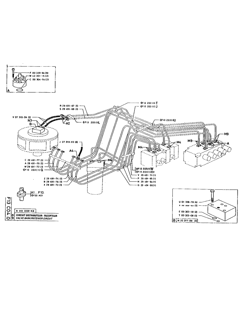 Схема запчастей Case 220 - (104) - VALVE BANK/RECEIVER CIRCUIT (07) - HYDRAULIC SYSTEM