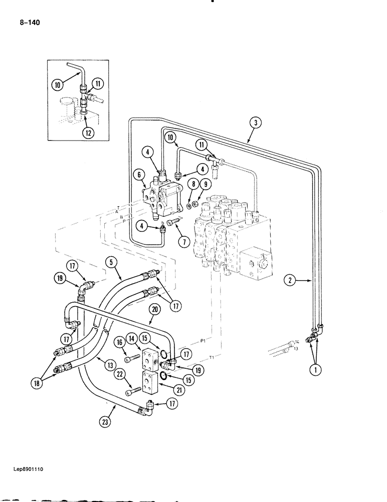 Схема запчастей Case 888 - (8-140) - HYDRAULIC CONTROL CIRCUIT, TO OPTION CONTROL VALVE (08) - HYDRAULICS