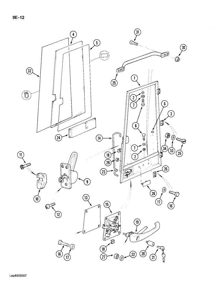 Схема запчастей Case 688 - (9E-12) - CAB DOOR (09) - CHASSIS