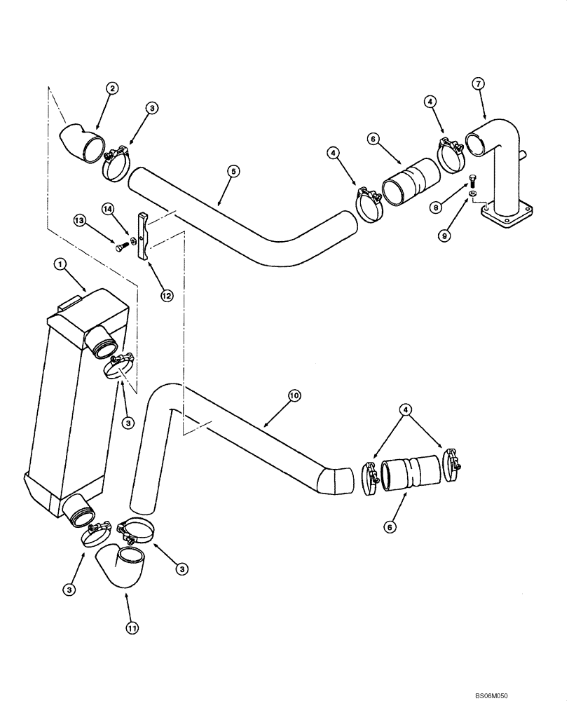 Схема запчастей Case 845 - (02.06[00]) - COOLING SYSTEM - AFTERCOOLER (02) - ENGINE