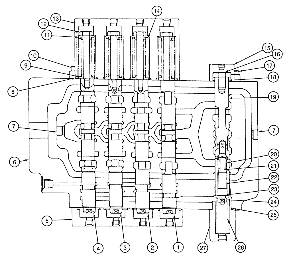 Схема запчастей Case 9050 - (8-70) - 153350A1 CONTROL VALVE, SPOOLS AND RELATED PARTS, RIGHT-HAND SIDE (08) - HYDRAULICS