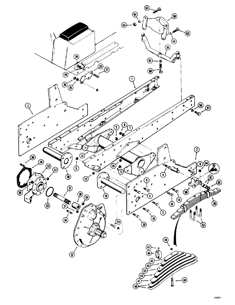 Схема запчастей Case 310G - (060) - ENGINE FRAME, SIDE PLATES AND SUSPENSION SYSTEM, (36" GAUGE CRAWLERS ONLY) (01) - ENGINE