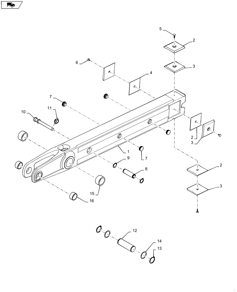 Схема запчастей Case 580SN WT - (39.121.01[02]) - BACKHOE - DIPPER, EXTENDABLE (INNER) (580N, 580SN, 580SN WT) (39) - FRAMES AND BALLASTING