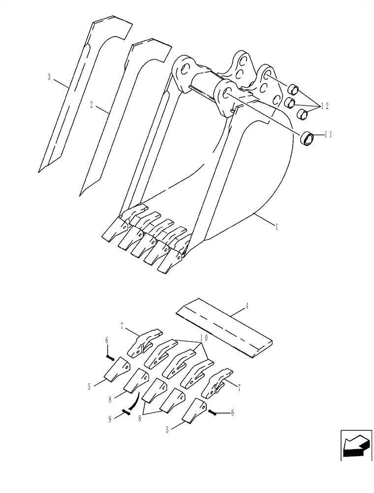 Схема запчастей Case 580SM - (84.100.01[05]) - BUCKET, UNIVERSAL BACKHOE (610 MM (24 INCH) / 762 MM (30 INCH) WIDE) (84) - BOOMS, DIPPERS & BUCKETS