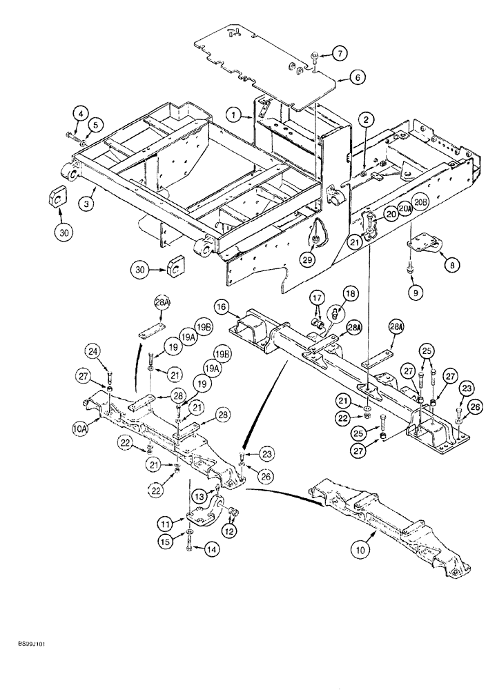 Схема запчастей Case 550G - (9-10) - MAIN, ENGINE, SEAT AND TANK FRAMES (05) - UPPERSTRUCTURE CHASSIS