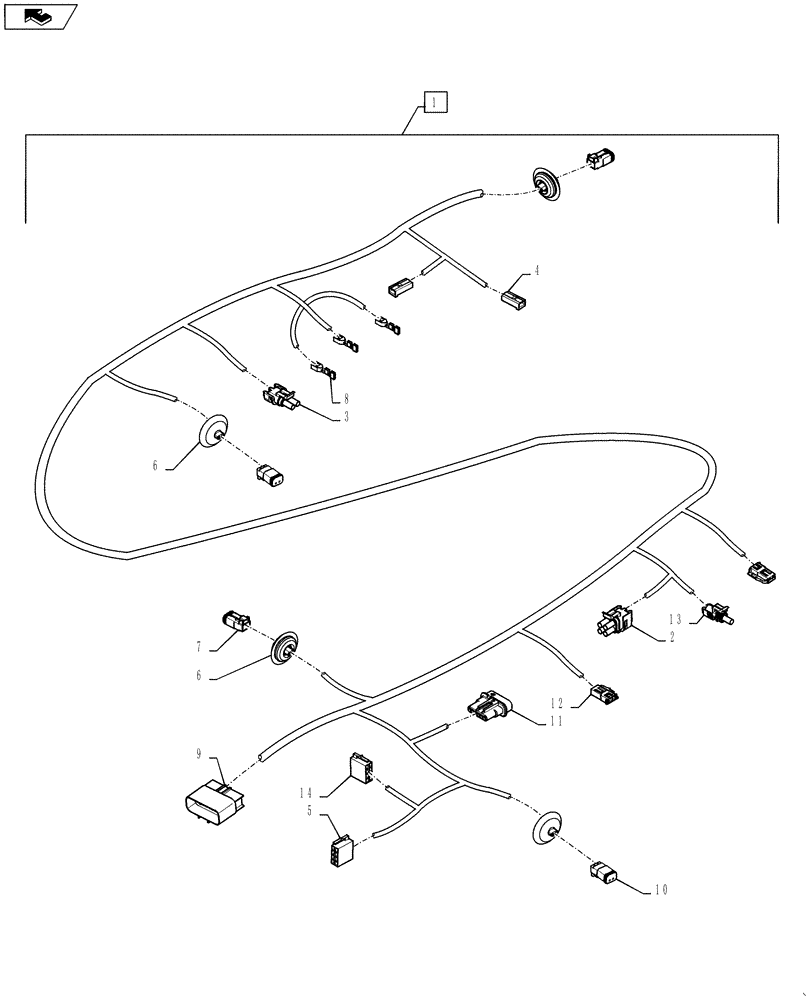 Схема запчастей Case 621F - (55.100.11[01]) - HARNESS, CAB ROOF (55) - ELECTRICAL SYSTEMS
