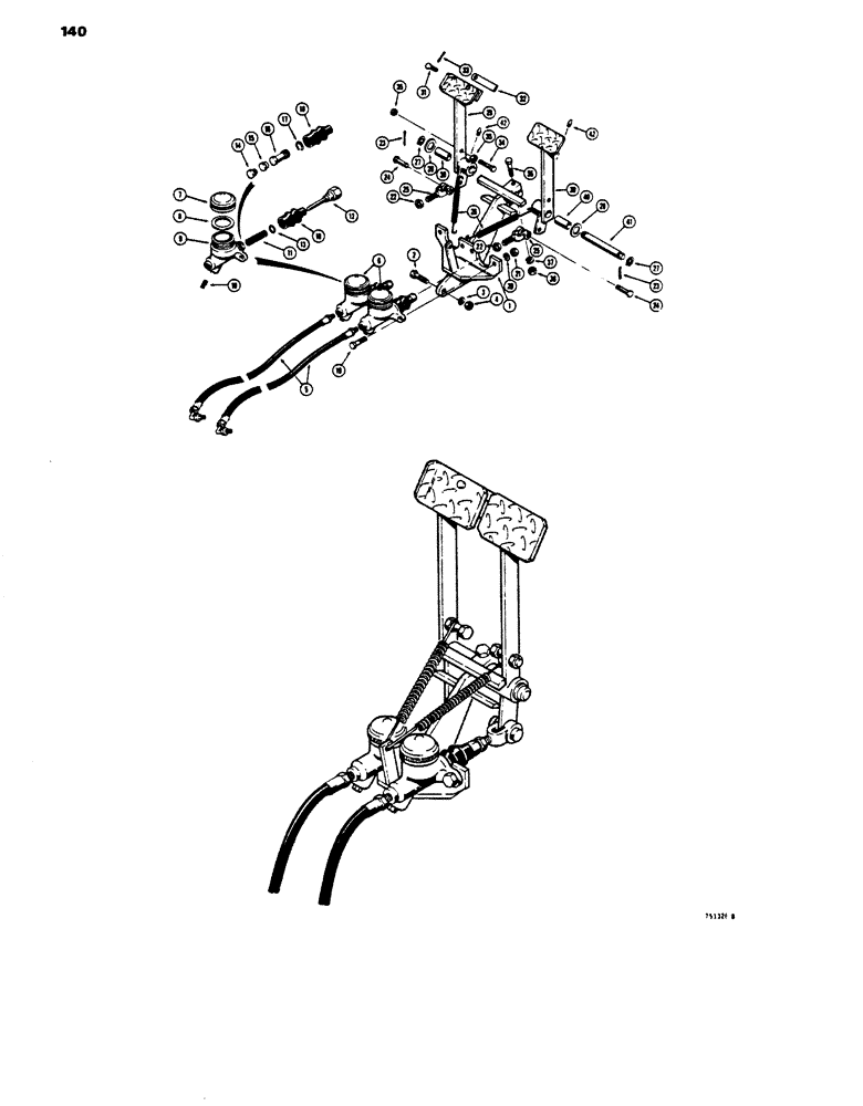 Схема запчастей Case 450 - (140) - BRAKE PEDALS (05) - UPPERSTRUCTURE CHASSIS