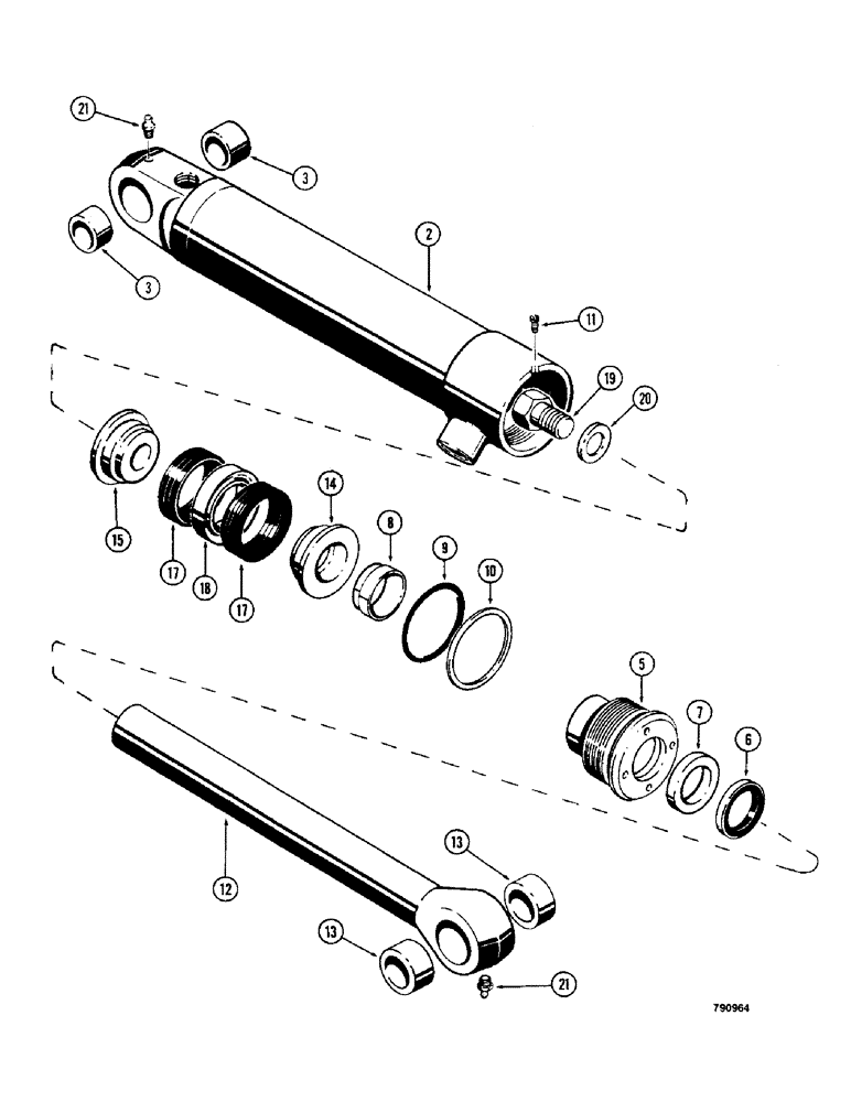 Схема запчастей Case 350 - (257A) - G32286 & G32287 BUCKET CLAM CYLS., W/SOLID OUTER WIPER & SPLIT INNER WIPER W/O GLAND CENTER BEARING (07) - HYDRAULIC SYSTEM