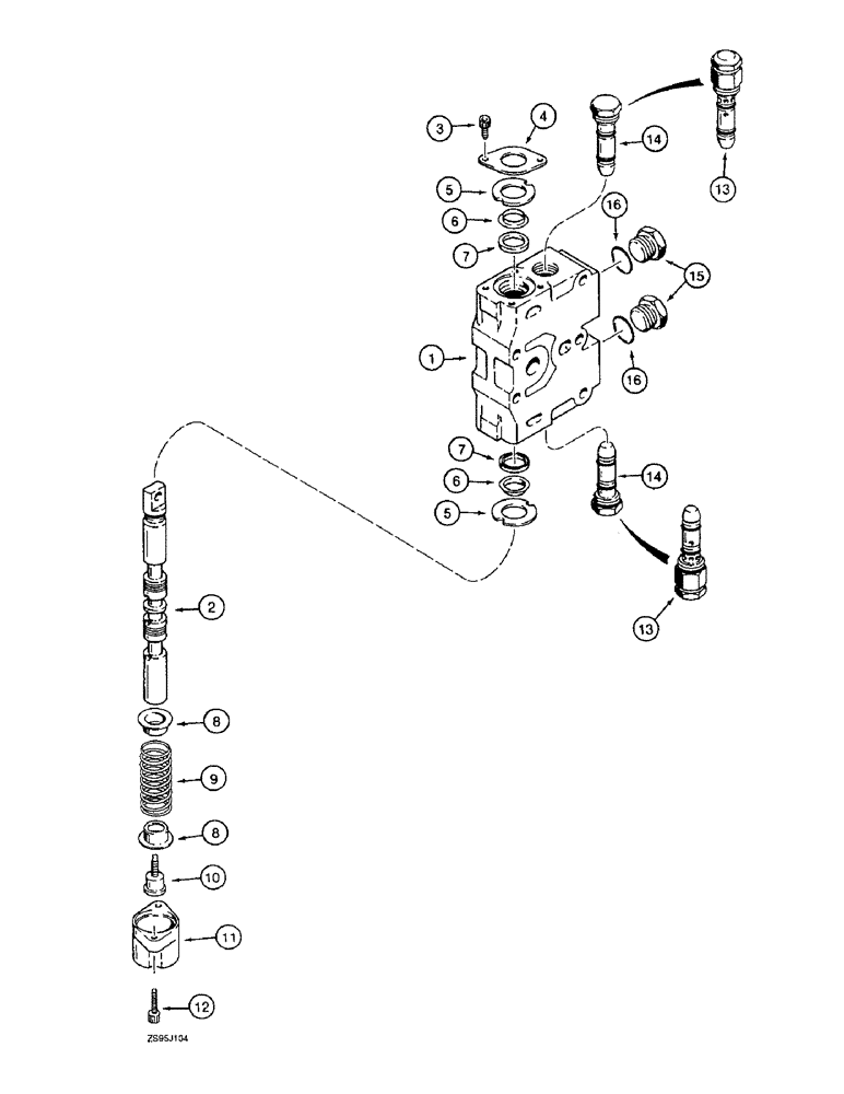 Схема запчастей Case 550E - (8-42) - TILT, ANGLE, AND AUXILIARY SECTIONS (08) - HYDRAULICS