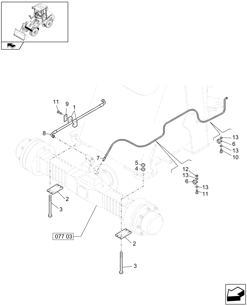 Схема запчастей Case 321E - (077[02]) - 35 KM/H FRONT RIGID AXLE (HIGH SPEED) (04) - FRONT AXLE