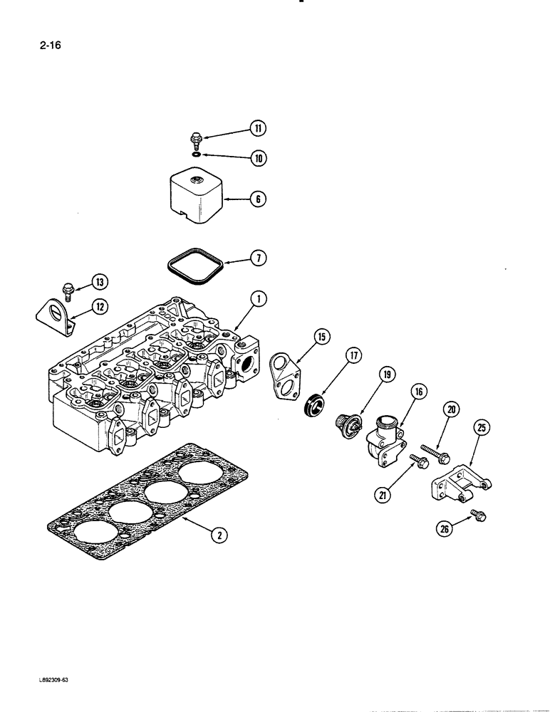 Схема запчастей Case 455C - (2-16) - CYLINDER HEAD COVERS, 4-390 ENGINE, 4T-390 ENGINE (02) - ENGINE