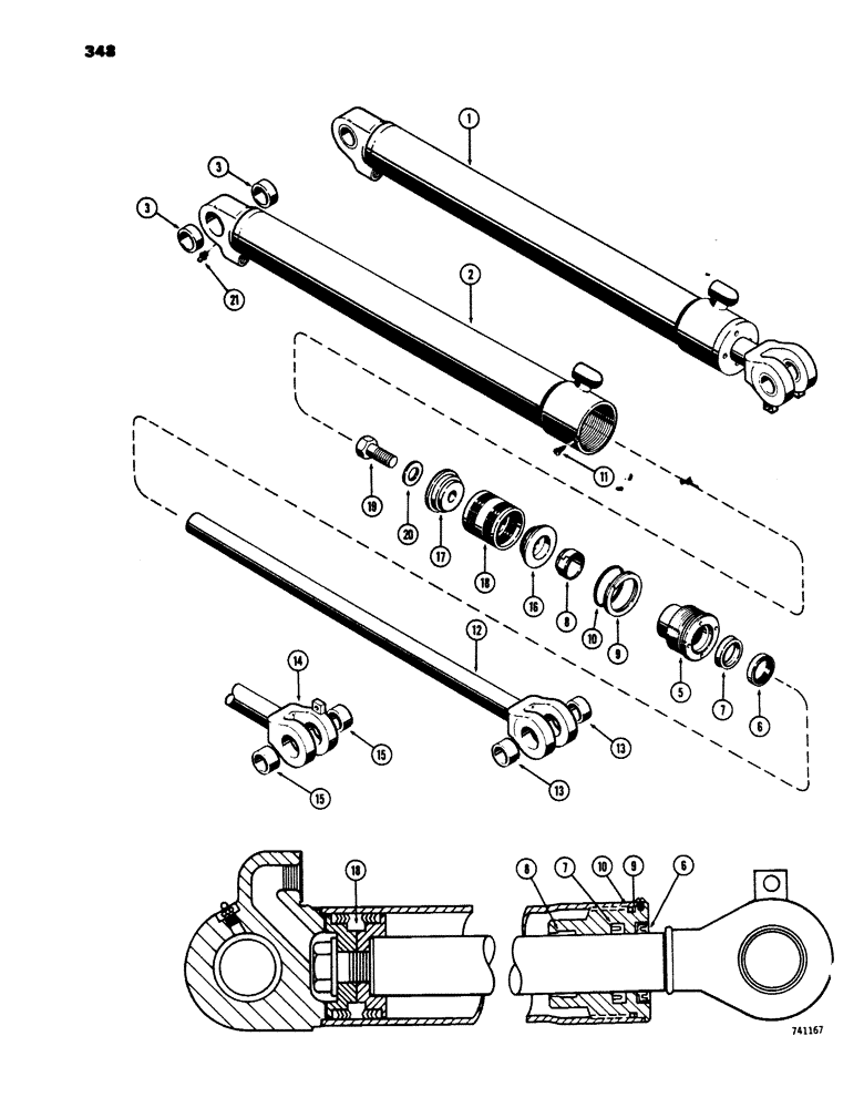 Схема запчастей Case 450 - (348) - G32138, G32139 AND G32164 LOADER LIFT CYLINDERS, GLAND HAS SOLID OUTER ROD WIPER - NO I.D. RING (07) - HYDRAULIC SYSTEM