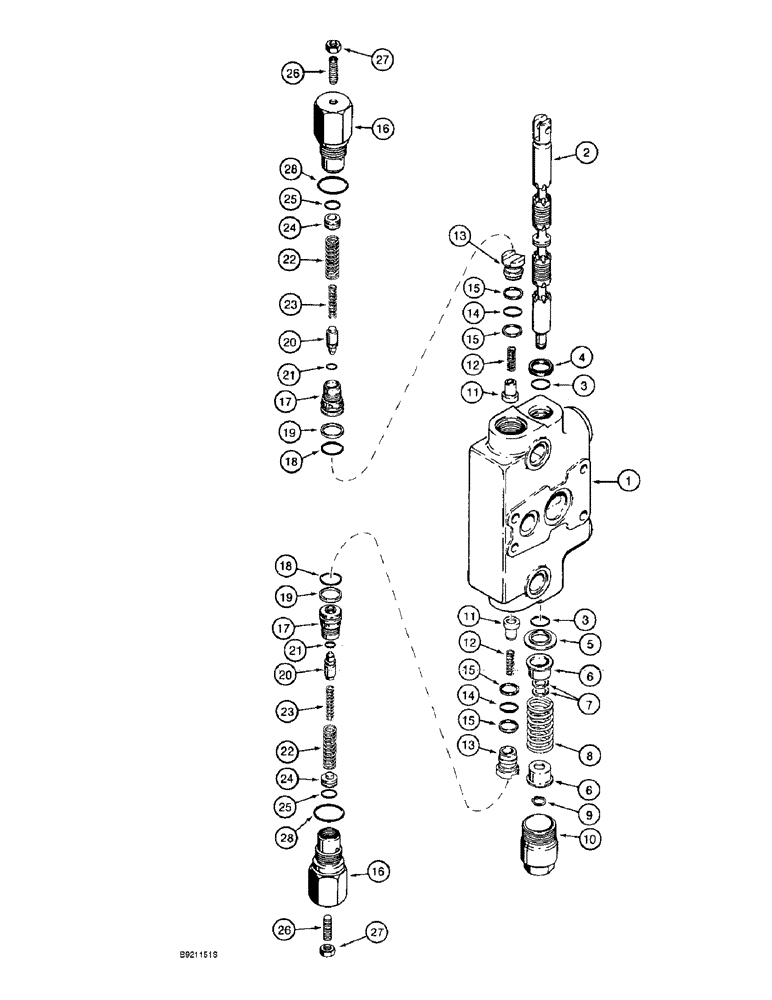 Схема запчастей Case 580L - (8-082) - BACKHOE CONTROL VALVE, BUCKET SECTION (08) - HYDRAULICS