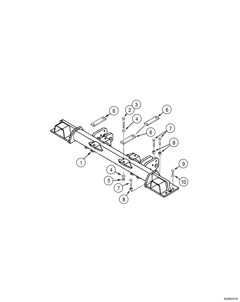 Схема запчастей Case 550H-IND - (09-09) - CROSSMEMBER, MOUNTING - 1627 MM (64 IN) GAUGE WIDE TRACK (WT) OR LOW GROUND PRESSURE (LGP) MODELS (09) - CHASSIS/ATTACHMENTS