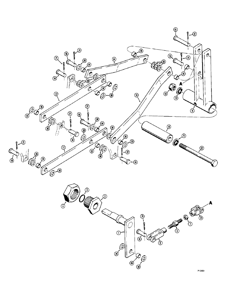 Схема запчастей Case 1530 - (052) - CLUTCH LINKAGE AND PIVOT ARM (06) - POWER TRAIN