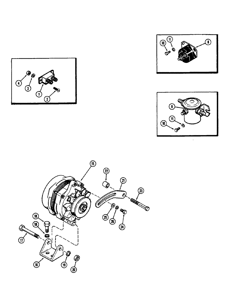 Схема запчастей Case 580 - (061E) - ELECTRICAL MOUNTING PARTS, (188) DIESEL ENGINE (55) - ELECTRICAL SYSTEMS