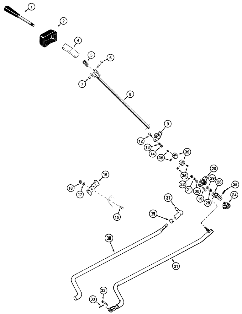 Схема запчастей Case 580SK - (6-22) - SHUTTLE CONTROL AND LINKAGE (06) - POWER TRAIN