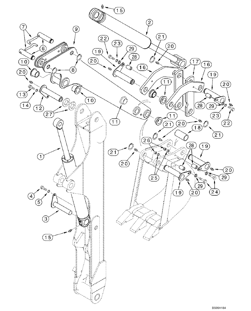 Схема запчастей Case 1845C - (09-84) - BACKHOE - DIPPER, D125 (NORTH AMERICA), JAF0300003 - (09) - CHASSIS/ATTACHMENTS