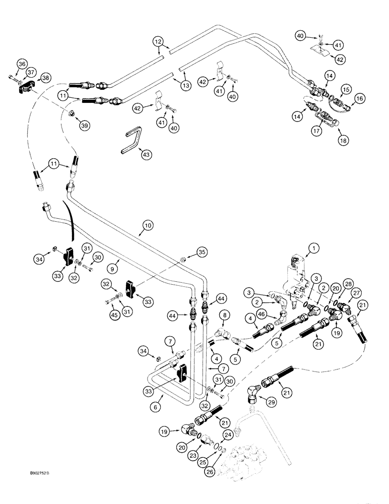 Схема запчастей Case 1818 - (8-22) - AUXILIARY HYDRAULIC CIRCUIT (08) - HYDRAULICS