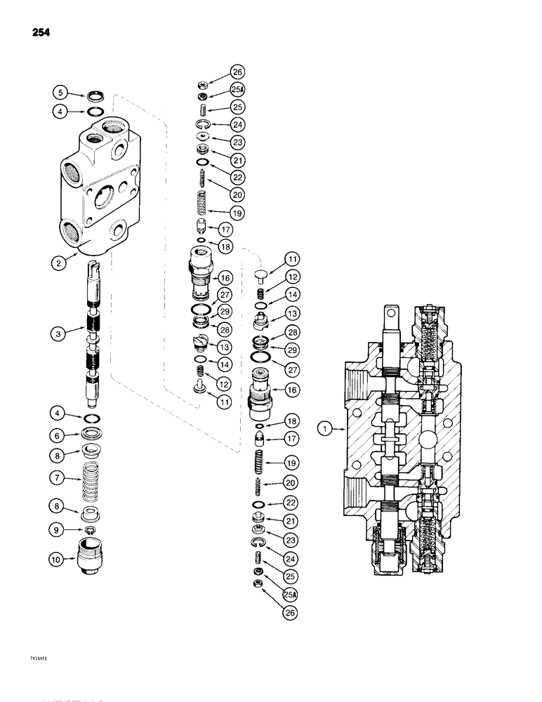 Схема запчастей Case 680H - (254) - BACKHOE CONTROL VALVE, DIPPER AND BUCKET SECTIONS (08) - HYDRAULICS