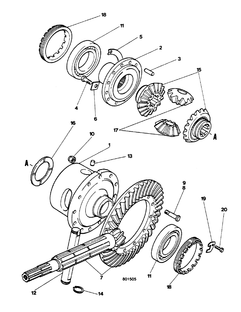 Схема запчастей Case 580G - (164) - TRANSAXLE - DIFFERENTIAL (06) - POWER TRAIN