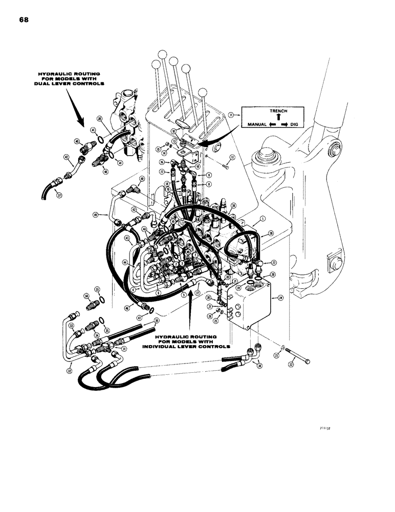 Схема запчастей Case 26 - (068) - HYDRA-GUIDE CONTROLS, BEFORE BACKHOE SERIAL NUMBER 5220152 