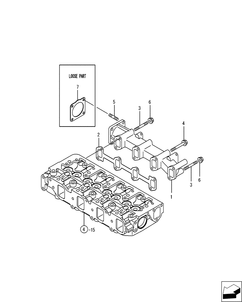 Схема запчастей Case CX50B - (08-006) - EXHAUST MANIFOLD (10) - ENGINE