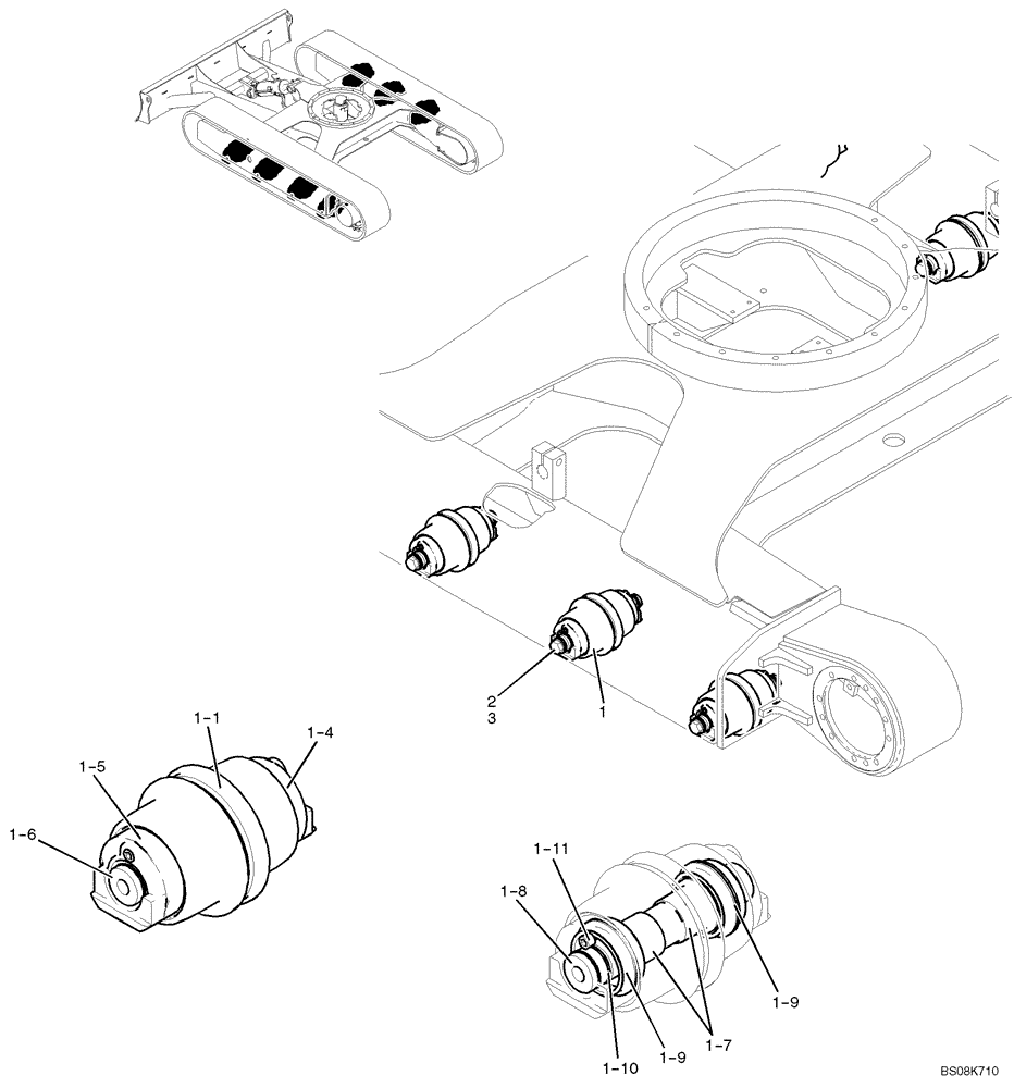 Схема запчастей Case CX27B BTW - (02-006) - ROLLER ASSY, TRACK (PV64D00013F1) (48) - TRACKS & TRACK SUSPENSION