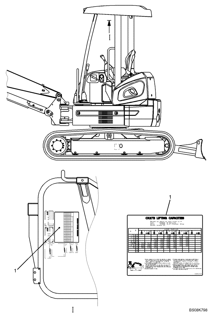 Схема запчастей Case CX27B BTW - (06-024) - NAME PLATE INSTALLATION (LONG ARM) 1 OF 2 (PV22T00144F1) (90) - PLATFORM, CAB, BODYWORK AND DECALS