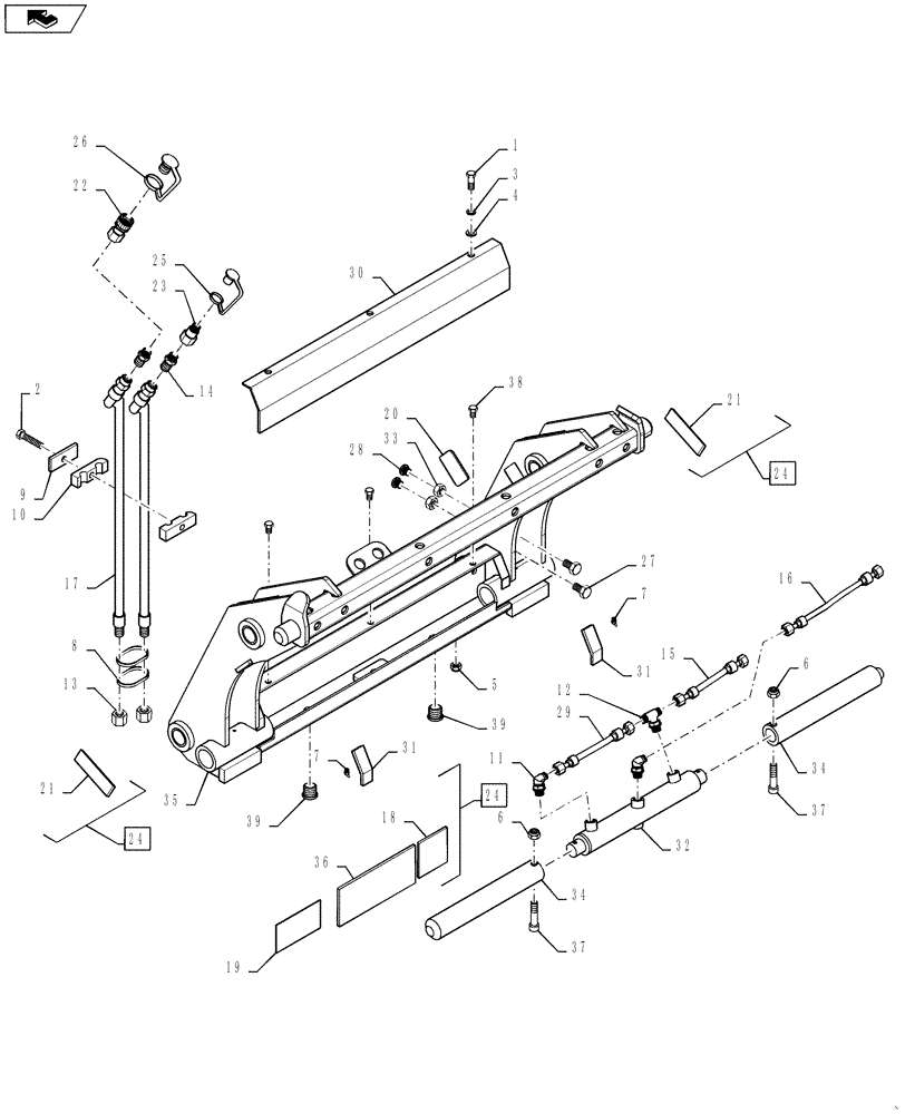 Схема запчастей Case 590SN - (39.125.03) - COUPLER, TOOL QUICK (39) - FRAMES AND BALLASTING