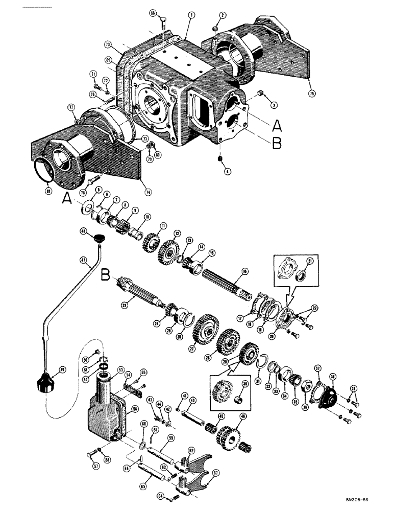 Схема запчастей Case 420 - (054) - TRANSMISSION - DIFFERENTIAL AND FINAL DRIVE SPACERS (03) - TRANSMISSION