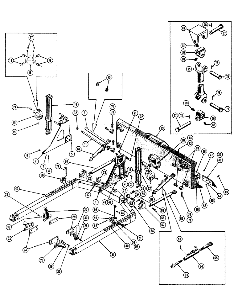 Схема запчастей Case 800 - (212) - MECHANICAL ANGLEDOZER INST., FRAME, MOLDBOARD, CYLINDERS (05) - UPPERSTRUCTURE CHASSIS