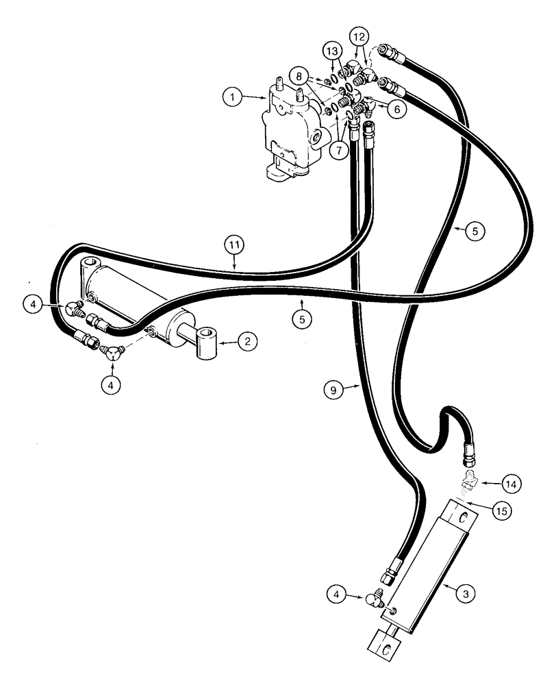 Схема запчастей Case TF300B - (08-03) - HYDRAULIC CIRCUIT BACKFILL BLADE (08) - HYDRAULICS