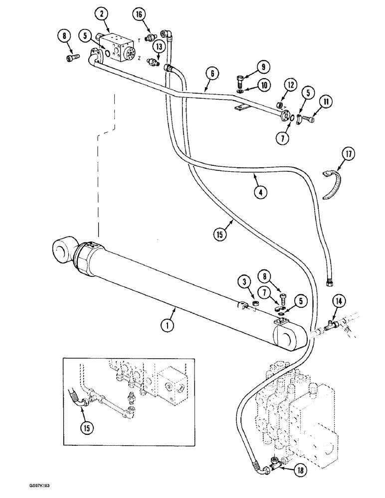 Схема запчастей Case 888 - (8G-10) - ARM CYLINDER CIRCUIT, WITH LOAD HOLDING VALVE (08) - HYDRAULICS