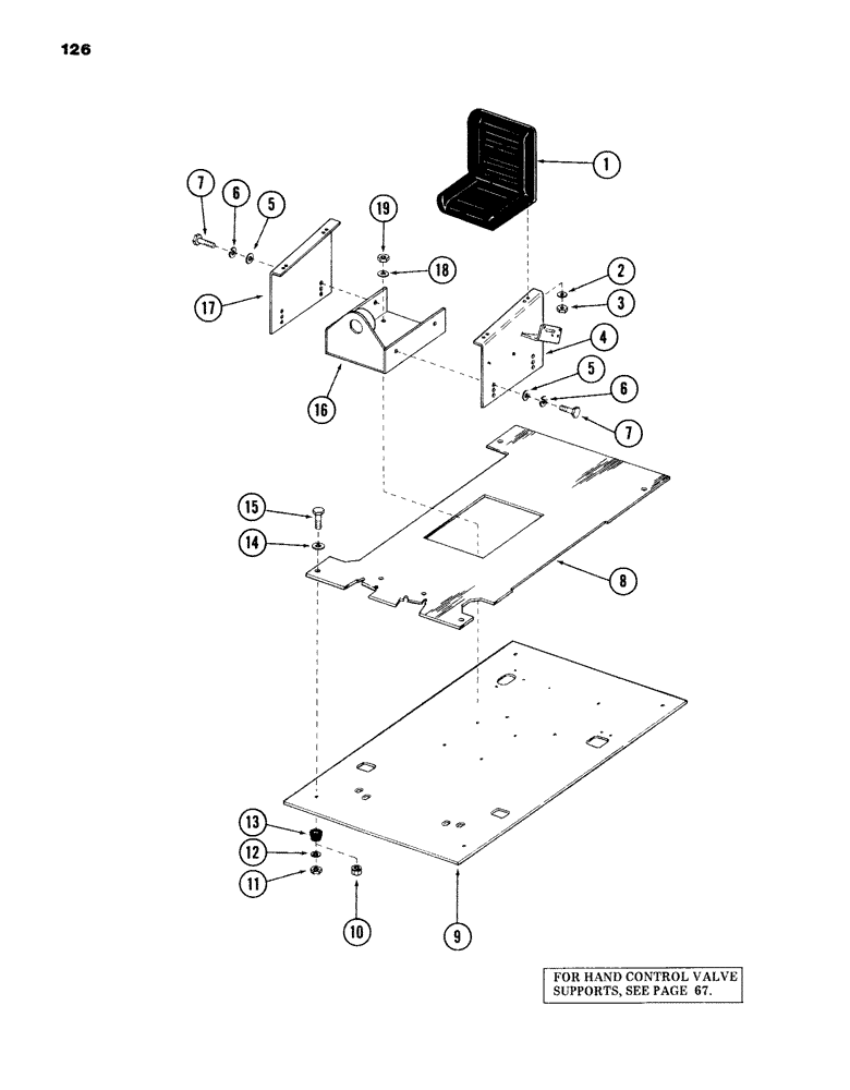 Схема запчастей Case 980B - (126) - TURNTABLE ATTACHING PARTS, (INSIDE OF OPERATORS CAB), (USED UNITS PRIOR TO PIN 6204025) (05) - UPPERSTRUCTURE CHASSIS