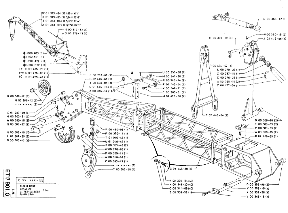 Схема запчастей Case TY45 - (ET17 B01.0) - CRANE JIB - 11 M (18) - ATTACHMENT ACCESSORIES