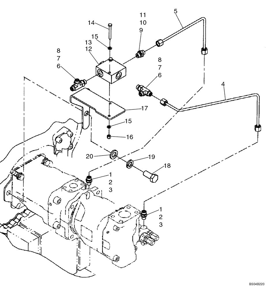 Схема запчастей Case 721D - (05-04A) - HYDRAULICS, STEERING - PUMP TO LOAD SENSE VALVE (05) - STEERING