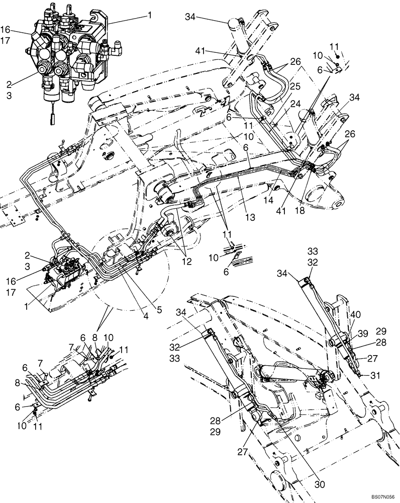 Схема запчастей Case 590SM - (08-05A) - HYDRAULICS - CYLINDER, LOADER BUCKET (VARIABLE VOLUME PUMP MODELS) (590SM+) (08) - HYDRAULICS