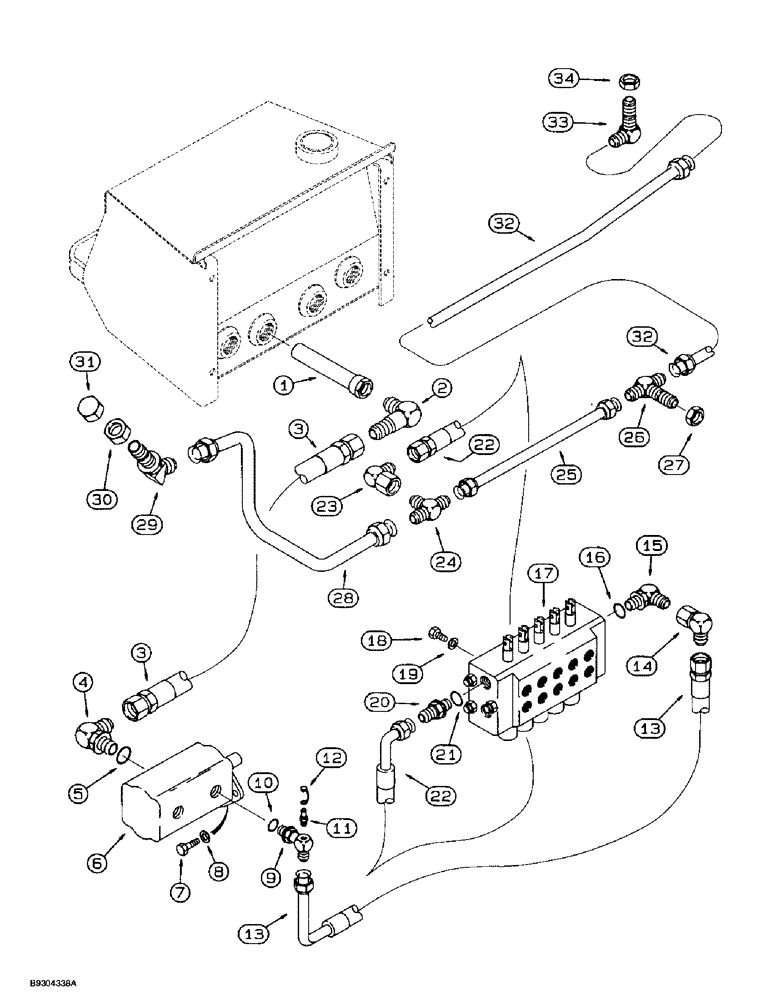 Схема запчастей Case 560 - (8-006) - BASIC HYDRAULIC CIRCUIT, ATTACHMENT CONTROL VALVE SUPPLY AND RETURN LINES (08) - HYDRAULICS