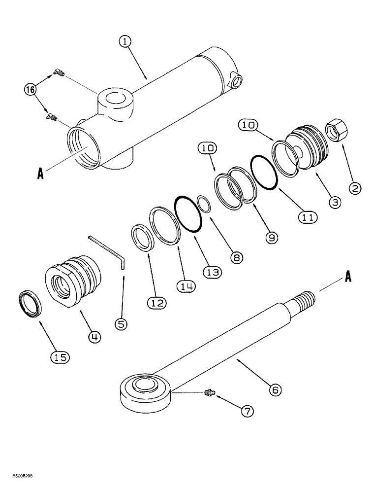 Схема запчастей Case MAXI-SNEAKER - (08-046) - PLOW SWING CYLINDER ASSEMBLY, 230679A1, P75 PLOW (08) - HYDRAULICS