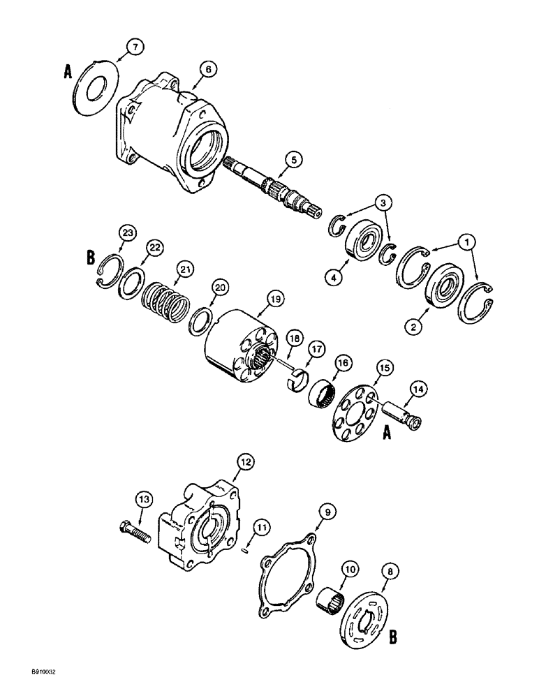 Схема запчастей Case 860 - (8-122) - PLOW MOTOR ASSEMBLY - H673911 (08) - HYDRAULICS