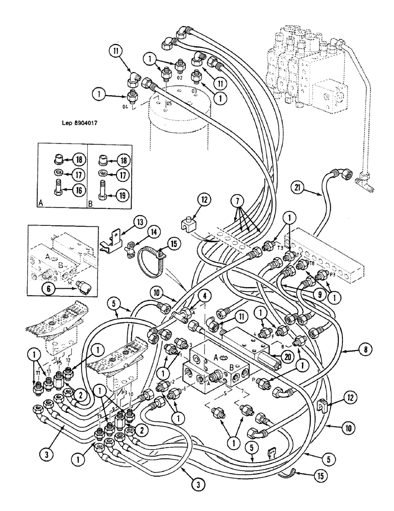 Схема запчастей Case 688C - (8D-04) - CAB HYDRAULIC CIRCUIT (07) - HYDRAULIC SYSTEM