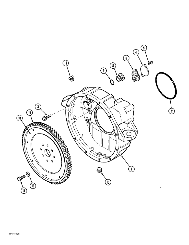 Схема запчастей Case 860 - (2-42) - FLYWHEEL AND HOUSING - 4T-390 ENGINE (02) - ENGINE