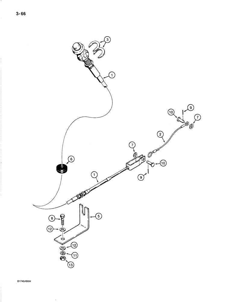 Схема запчастей Case 780C - (3-66) - HAND THROTTLE CONTROL, WITH BUTTON RELEASE (03) - FUEL SYSTEM