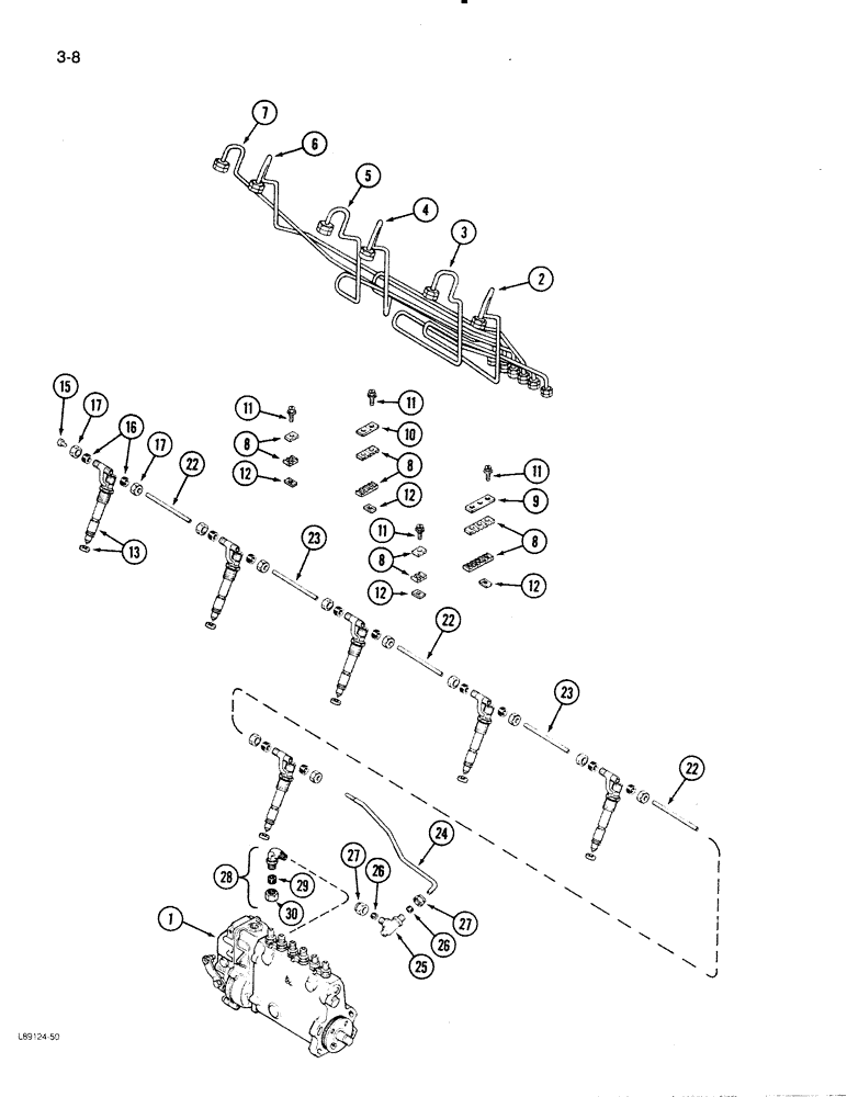 Схема запчастей Case W30 - (3-08) - FUEL INJECTION SYSTEM, 504BDT ENGINE (03) - FUEL SYSTEM