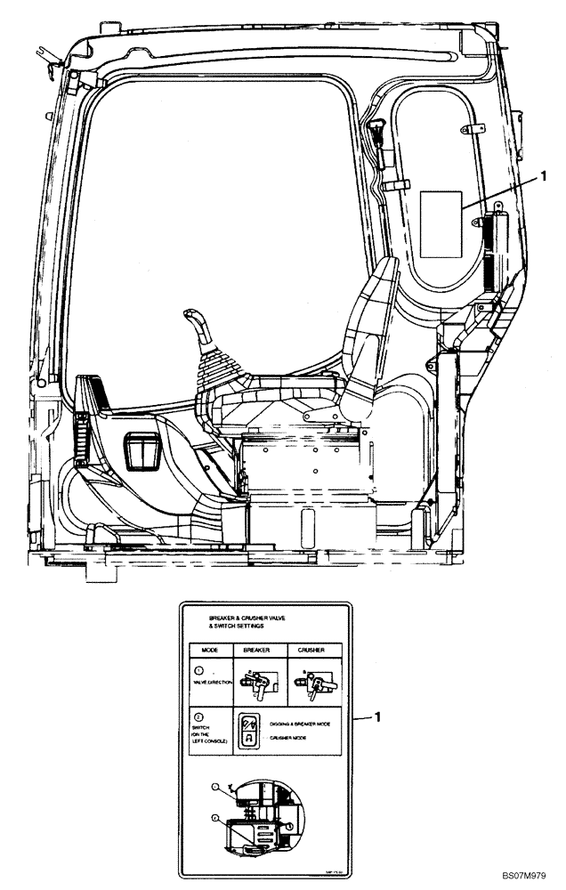 Схема запчастей Case CX75SR - (09-52) - DECAL - OPERATORS COMPARTMENT (09) - CHASSIS/ATTACHMENTS